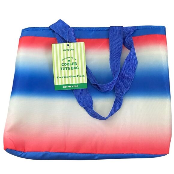 Colorful Cooler Tote Bag. Red, White, Blue. NWT - Picture 1 of 3